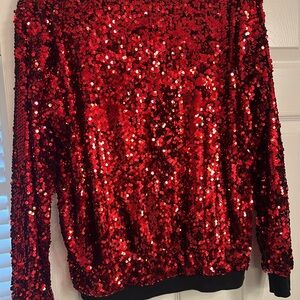 Like New Red Sequin Women's Sweater